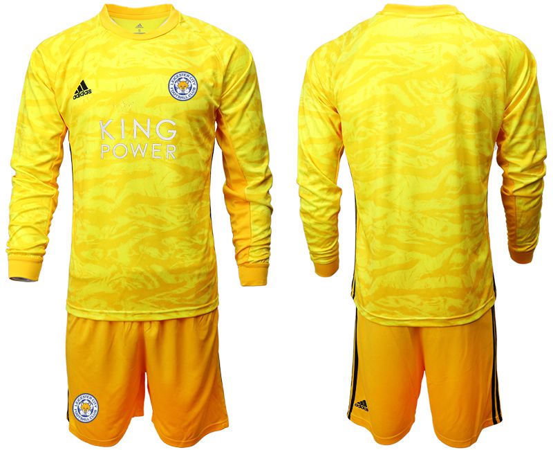 Men 2019-2020 club Leicester City yellow goalkeeper long sleeve Soccer Jerseys